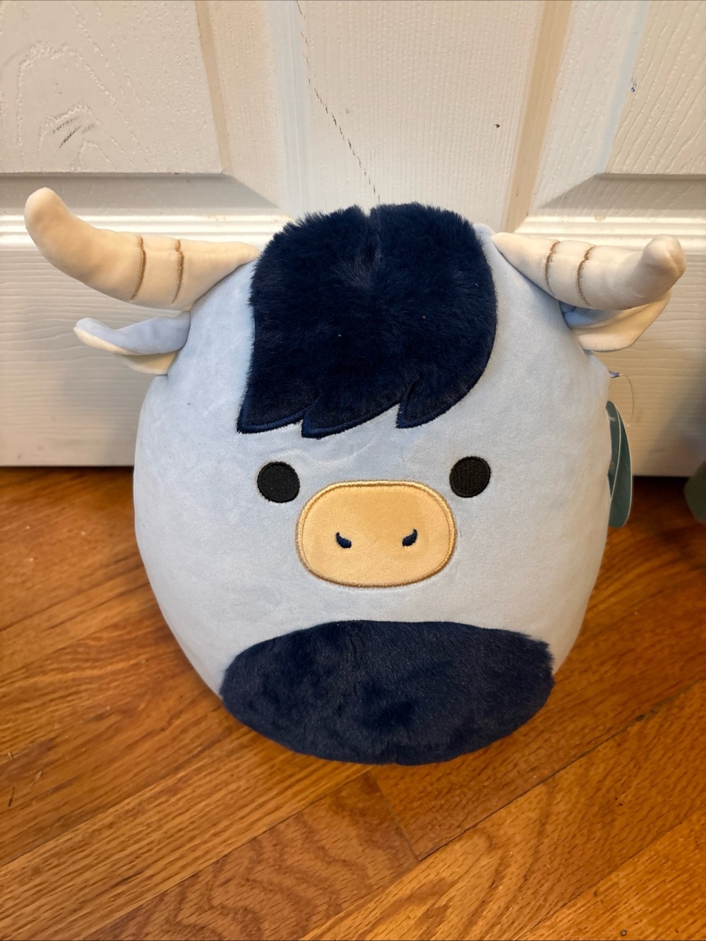 Squishmallows Light Blue & Navy Bull Plush Pillow